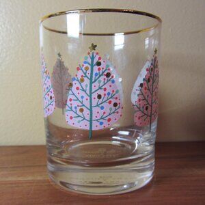 12 oz mary square happy times pink christmas tree glass (W4997)